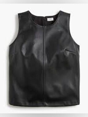 J.Crew Faux-Leather Shell Top — Black, M